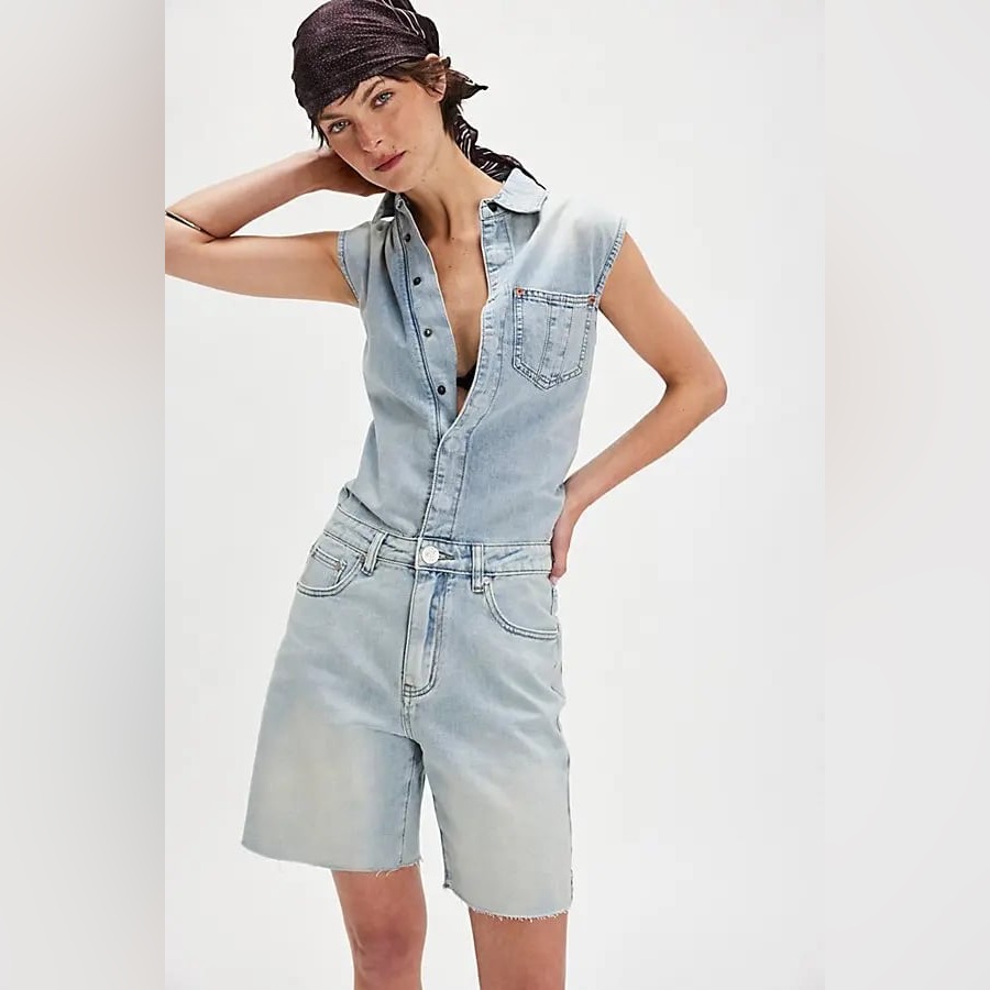 Nwt Free People X Oneteaspoon Jackson Jumpsuit ~Soft Blue~
